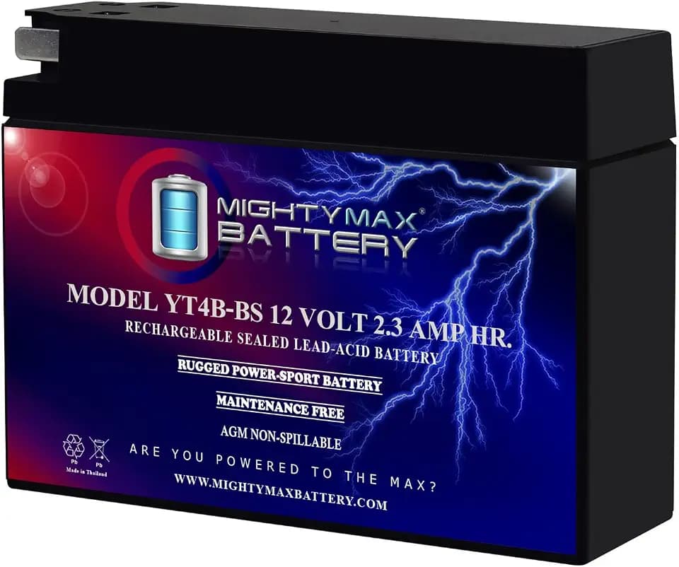 Mighty Max Battery YT4B-BS - 12 Volt 2.3 AH, 25 CCA, Rechargeable Maintenance Free SLA AGM Motorcycle Battery