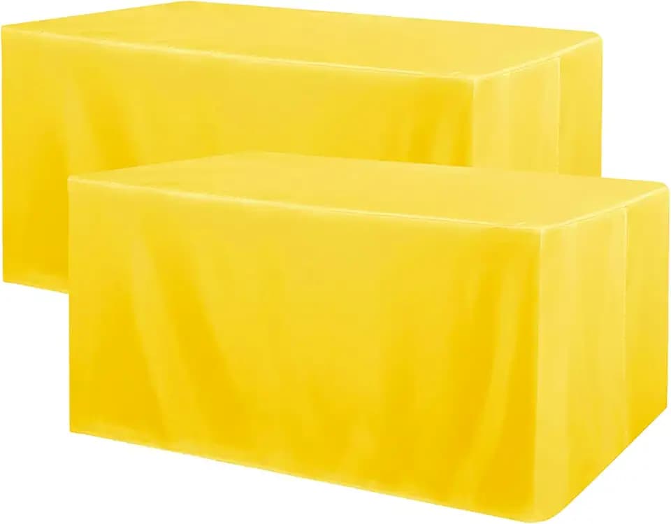 Fitted Tablecloth for 72" x 30" Rectangle Tables - Water Resistant Washable Rectangle Table Covers for Wedding, Banquet and Trade Shows, 2 Pack, 6FT, Yellow