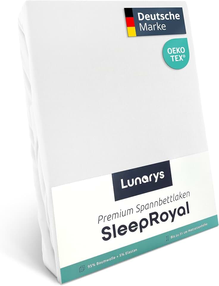 SleepRoyal Luxus Spannbettlaken 220x220 cm - Weiß - 250 g/m² Premium Bettlaken - 40 cm Steghöhe - für hohe Matratzen, Boxspringbett & Matratze + Topper & Wasserbett - Stretch Jersey