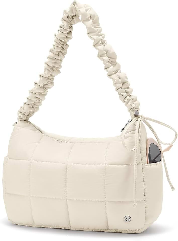 WESTBRONCO Medium Puffer Crossbody Bags for Women Nylon Shoulder Bag Quilted Hobo Bag Women's Handbags with Adjustable Strap