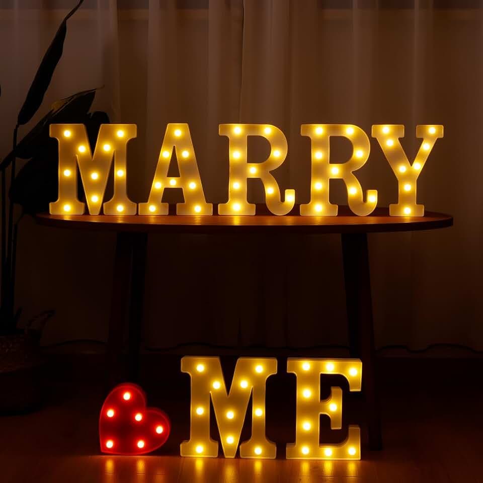 Marry ME LED Marquee Letters, Warm White Light Decor Light Up Sign