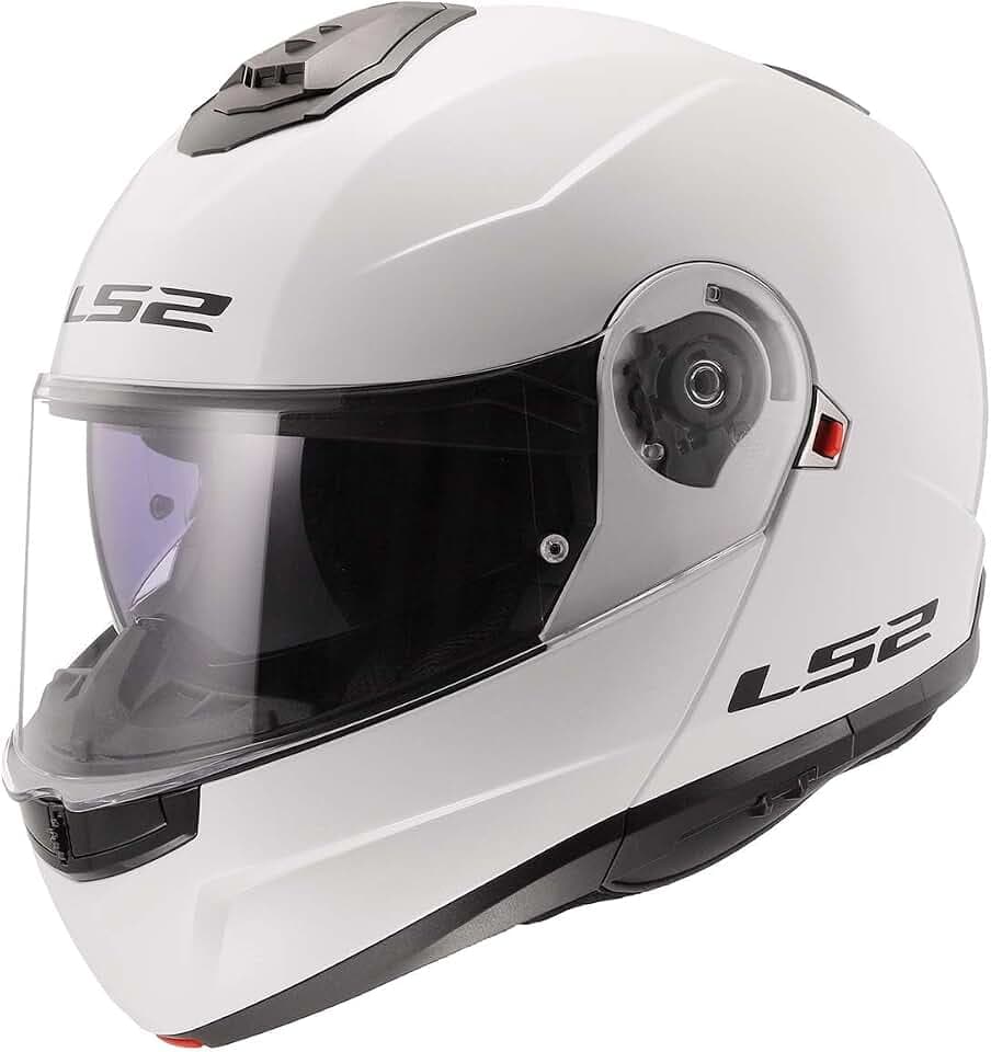 LS2 Helmets Strobe II Modular Motorcycle Helmet W/SunShield (Gloss White - Medium)