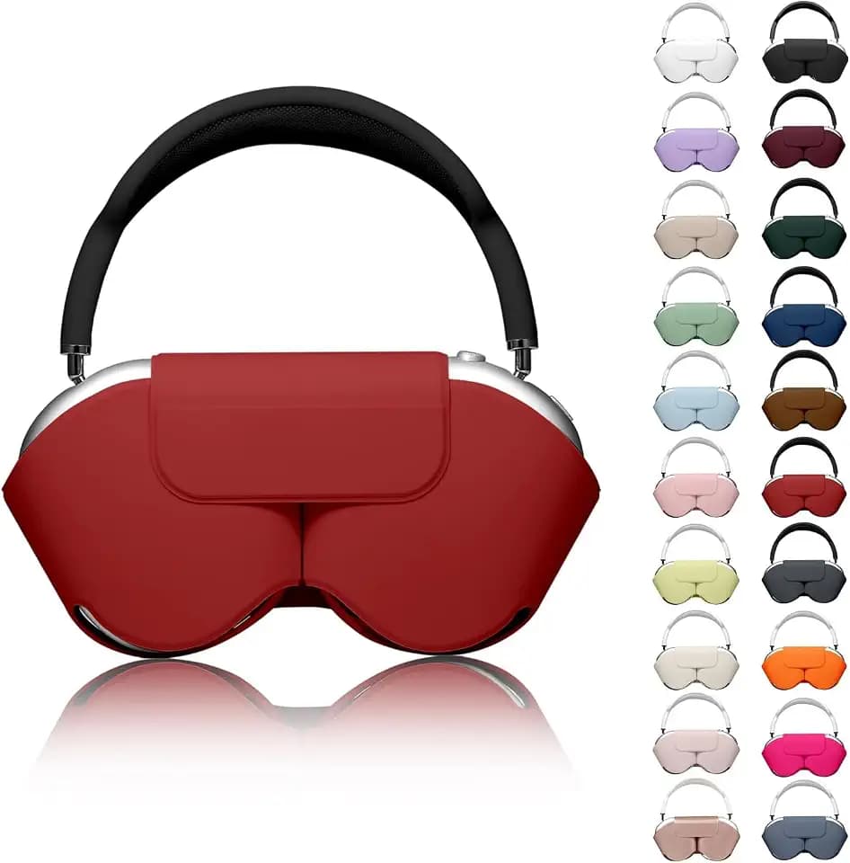 for Apple Airpods Max Case,Headphones Protective Case for AirPod Max Supports Sleep Mode, Anti-Scratch and Anti-Dust,Airpod Pro Max by PU Leather,Red 2