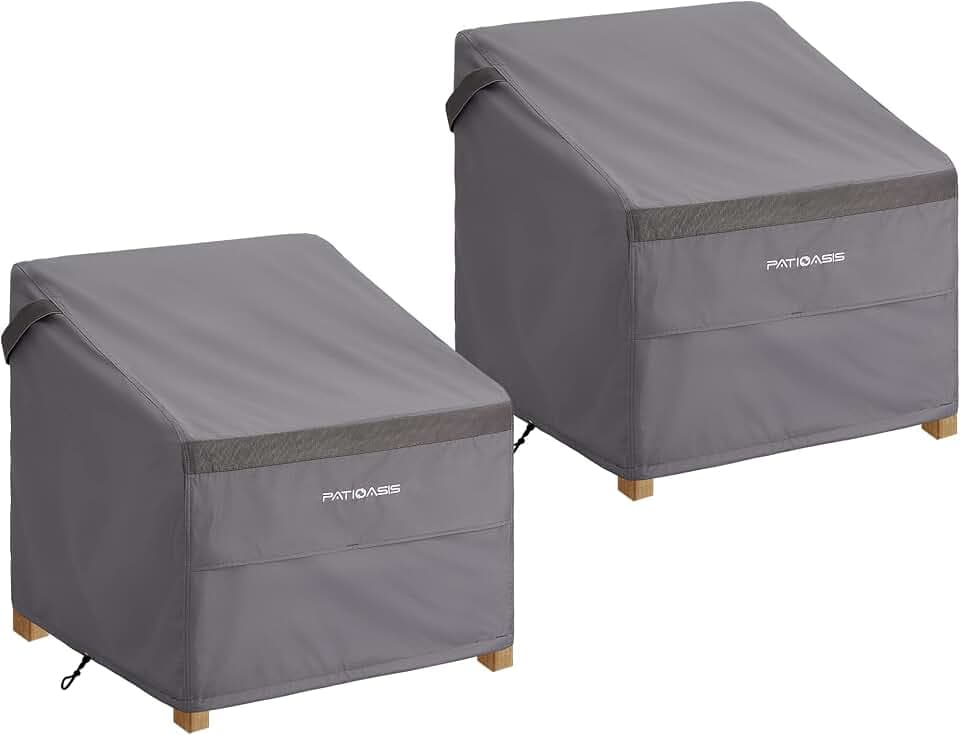 Waterproof Grey Large Outdoor Rocking Chair Cover 2 Pack 40''W x 40''D x 36''H Hampton Bay Oversized Wicker Patio Furniture Chair Covers Set of 2