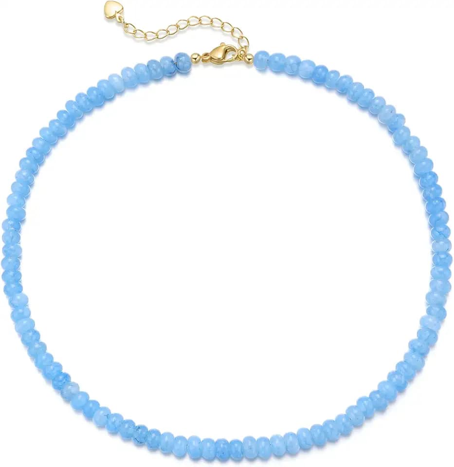 Beaded Gemstone Necklace for Women Summer Beach Handmade Jewelry