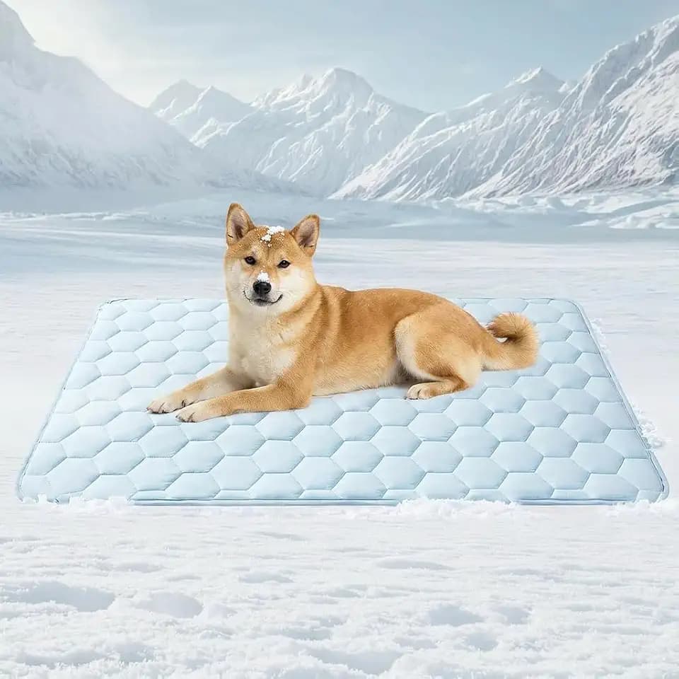 Dog Cooling Mat for Large Dogs,Washable Self Cooling Pet Pad with Non Slip Bottom,Portable Ice Silk Cooling Bed for Medium Large Dogs,Foldable Cooling Blanket for Indoor Outdoor Crate Use(Blue,M）