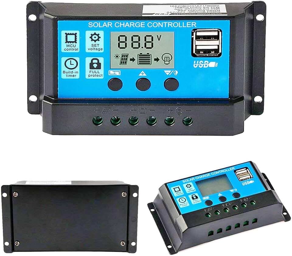 Y&H 30 A 12 V/24 V Solar-Laderegler Solar-Panel-Regler Intelligenter Regulator mit Dual USB-Port 5 V Licht-Timer-Steuerung LCD-Display