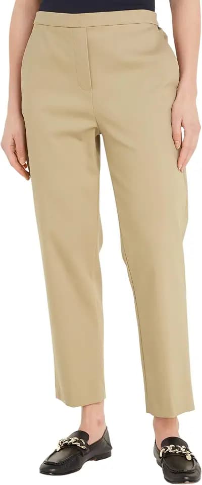 Tommy Hilfiger Damen Stoffhose Travel Slim Straight Pant Knöchelfrei