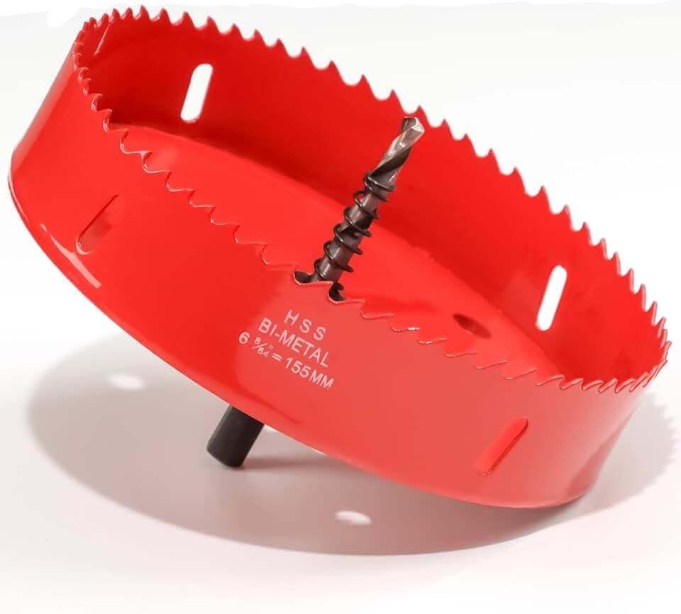 Lochsäge 155mm, M42 Bi-Metall, für Holz, Trockenbau und Metallblech, 1 Stück Rot