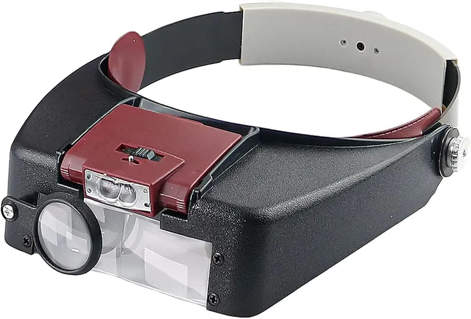 Kopfbandlupe mit 2 LED-Lichtern Stirnlampen-Lupe 1,5X 3X 6,5X 8X Brillenlupe für Reparaturen Lesen Schmuckherstellung UC25
