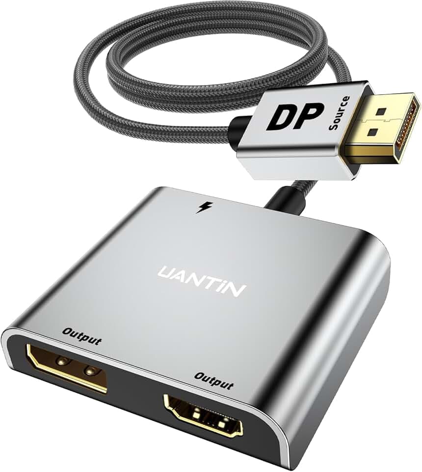 UANTIN DisplayPort to HDMI and DP Adapter, 4K 60Hz Extended Display