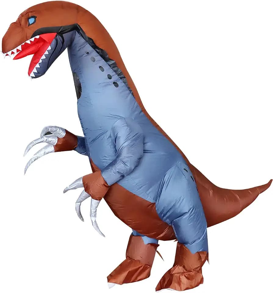 FXICH Aufblasbare Dinosaurier Kostüme für Erwachsene Aufblasbares Kostüm Aufblasbarer Dinosaurier-Anzug Lustiges Dino-Kleid Aufblasbarer Dinosaurier-Anzug mit silbernen Krallen