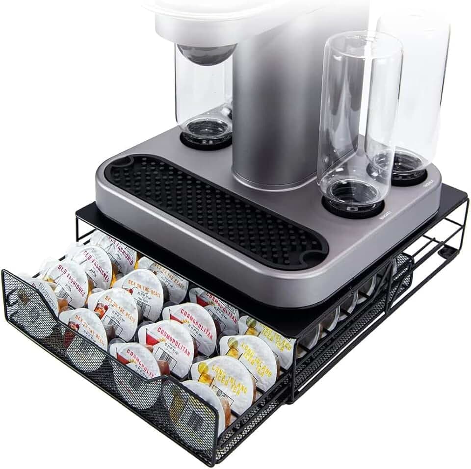 Metal Pod Holder for Bartesian, 36 Pods Capacity, Modern Design Storage Drawer, Black