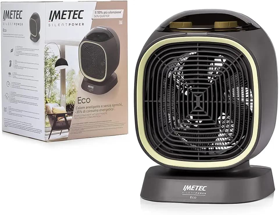 Imetec Silent Power Eco Stille thermoventilator mit Energiesparmodus, 2100 W, mit Frostschutzfunktion, einstellbare Temperatur, 4 Modi und Raumthermostat