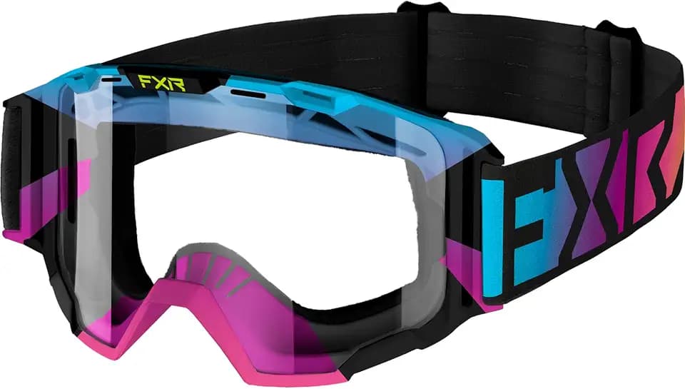 FXR Youth Maverick Clear Snowmobile Goggles Dual-Pane Anti-Fog Anti-Scratch - Spectrum