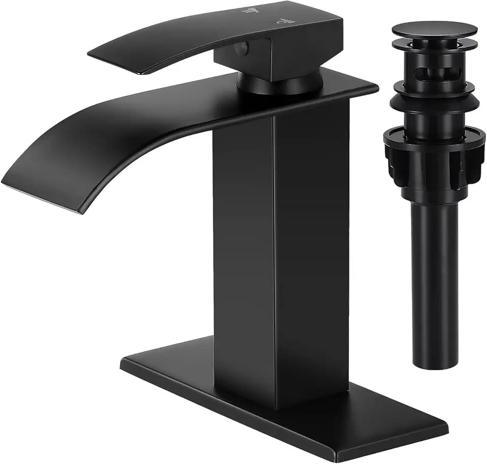 Bathroom Faucets Black Waterfall Single Handle Bathroom Sink Faucet