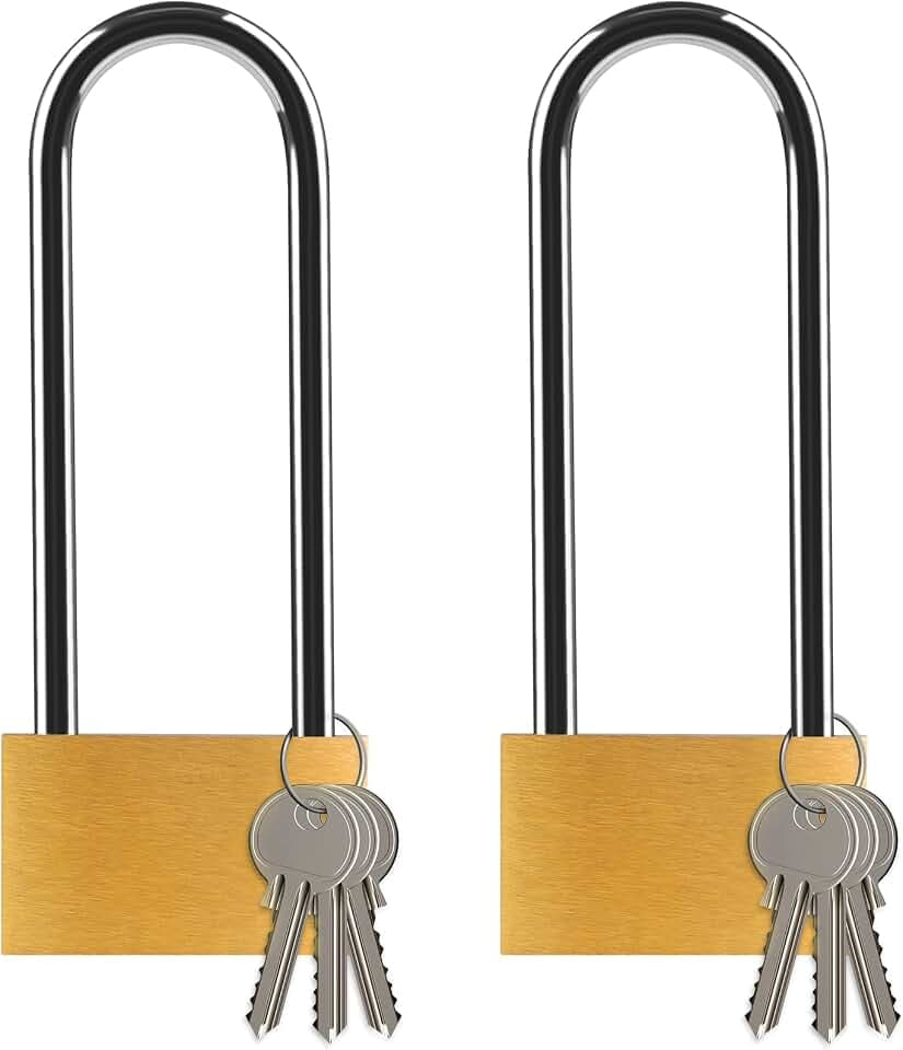 Diyife 7CM Langem Bügel Vorhängeschloss, 2er-Pack 6 Schlüssel Wasserdicht Schlösser für Werkzeugkisten, Koffer, Schränke, Spinde, Lager, Garage, Garten - Reibungslos Entriegeln