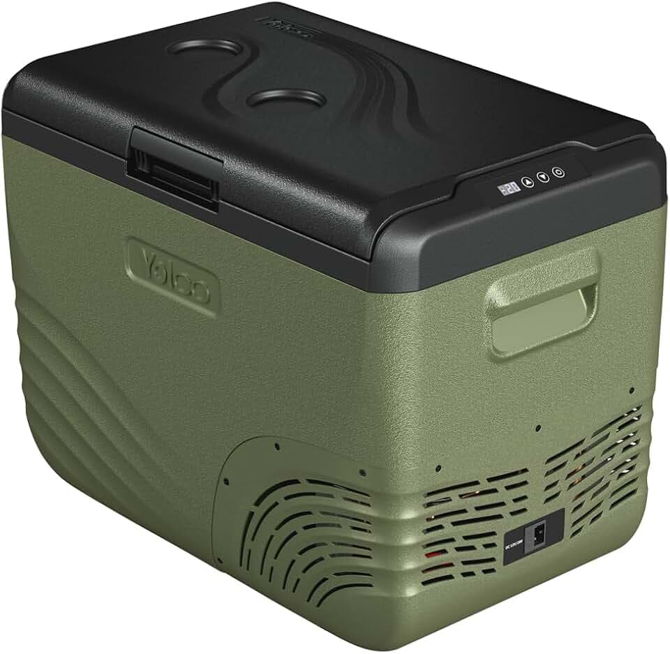 Yolco NX40 Green Elektrische Kompressor-Kühlbox, App Steuerung per Bluetooth, 12/24 V und 230 V, mit USB Anschluss für Auto, LKW, Boot, 37 Liter