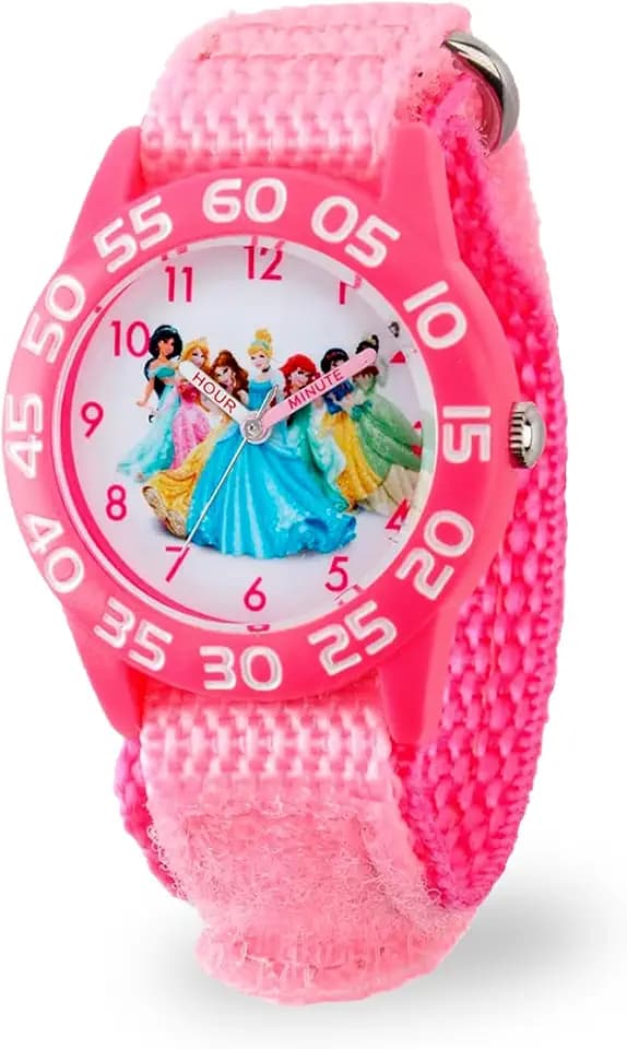 Disney Princess Watch for Girls – Kids’ Princess Watch with Pink Bezel & Purple Nylon Strap – Perfect Toddler Watches for Girls Age 4-7