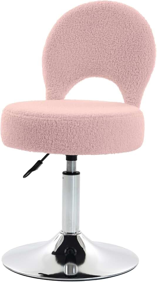 Adjustable Small Vanity Stool Chair with Folding Back for Teenager