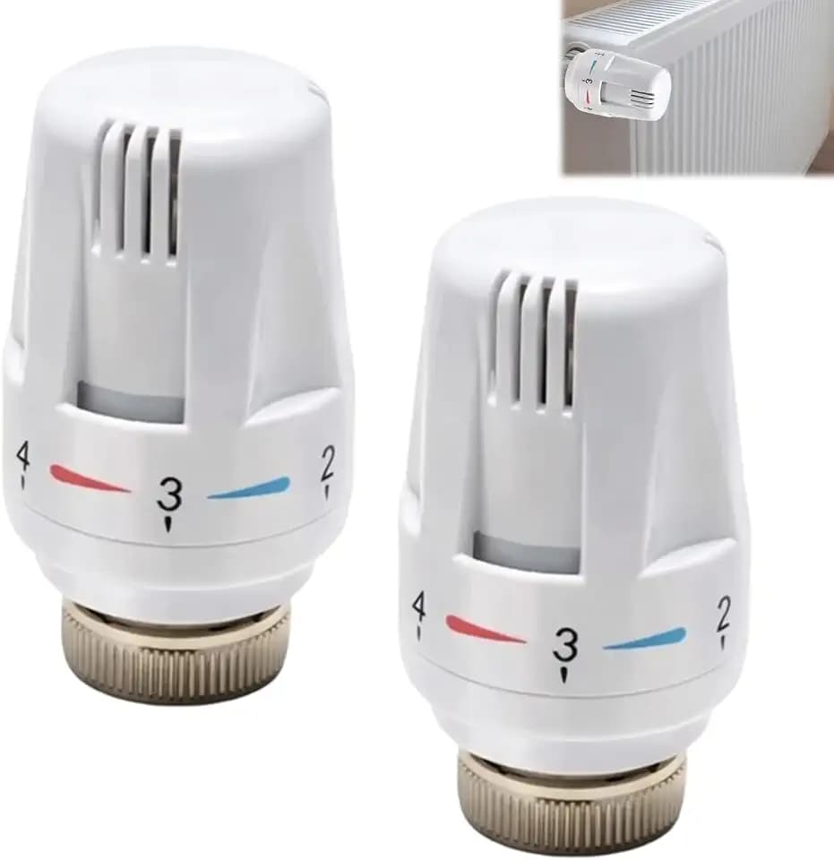 2 Stück Thermostat Heizung, Thermostat-Kopf mit Nullstellung M30 x 1.5 Heizkörperthermostat, Thermostatkopf Heizkörperventil, Thermostatventilkopf, Heizkörper Ersatzkopf für Büro Zuhause