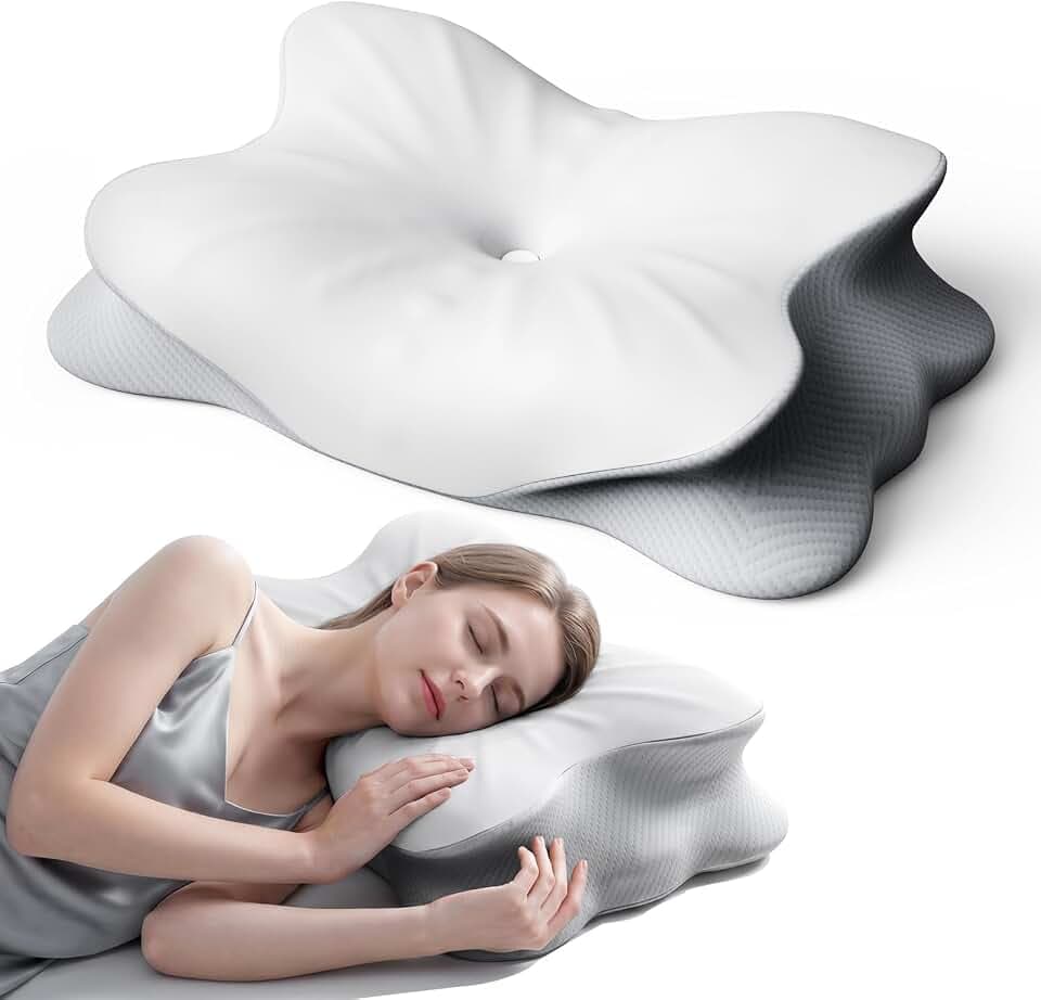Nackenkissen, Kopfkissen, Memory Foam Kissen, Seitenschläferkissen, für Rücken-, Seiten- und Bauchschläfer, Abnehmbarer Bezug