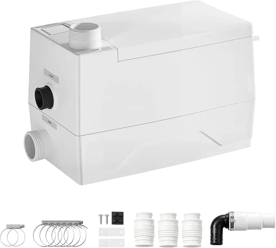 VEVOR Hebeanlage 350 W 7200 L/h Abwasserhebeanlage mit 8 m Förderhöhe Weiß