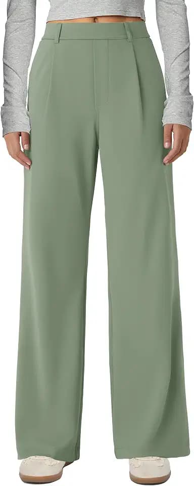 Gracyoga Wide Leg Pants for Women Stretchy Pull On Work Pants High Waisted Business Casual Trousers Slacks with Pockets