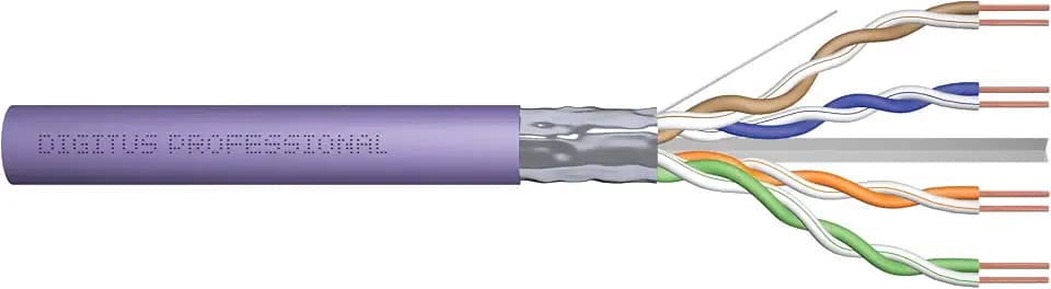 DIGITUS 100 m Cat 6 Netzwerkkabel - F-UTP Simplex - BauPVO Eca - LSZH Halogenfrei - 250 MHz Kupfer AWG 23/1 - PoE+ Kompatibel - LAN Kabel Verlegekabel Ethernet Kabel - Violett