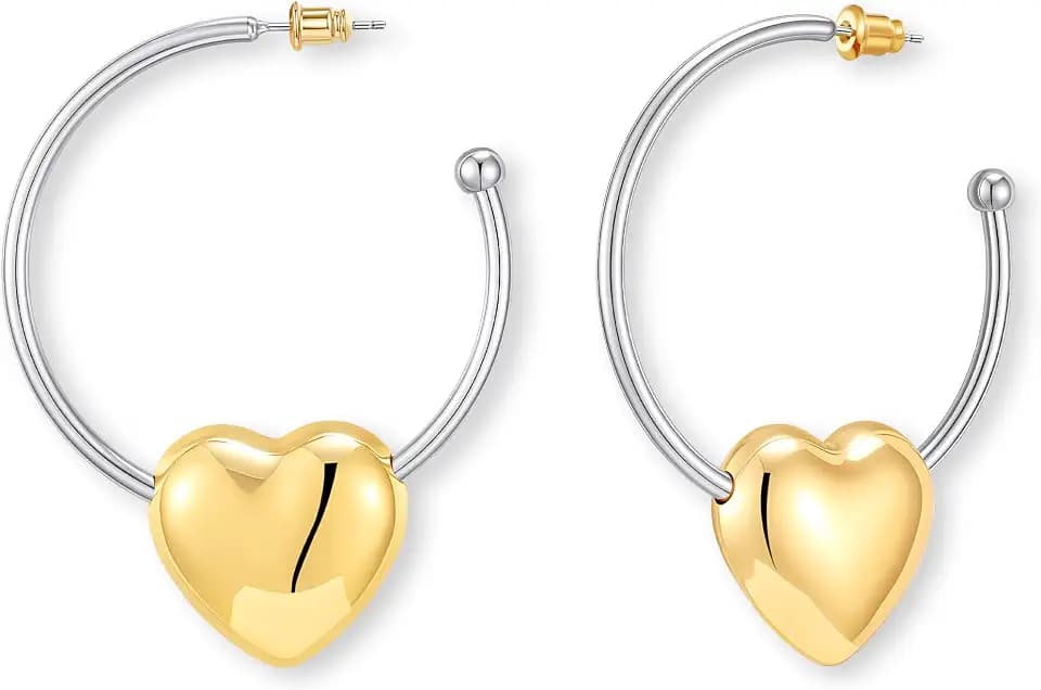 Two Tone Gold Silver Dangle Earrings Mixed Metal Statement Charm Earrings
