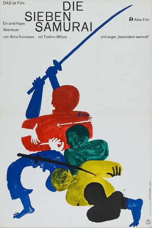 ART.COM Wall Art Print Seven Samurai, German Movie Poster, 1954, 16" x 24"