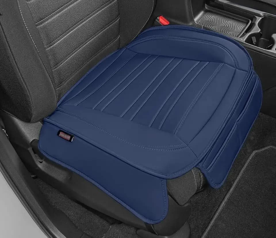 Motor Trend Faux Leather Front Seat Cover for Cars - (1) Blue Front Car Seat Covers for SUV & Truck with Storage Pockets - Automotive Car Seats Cover Protector - for Bottom Cushion Coverage Only