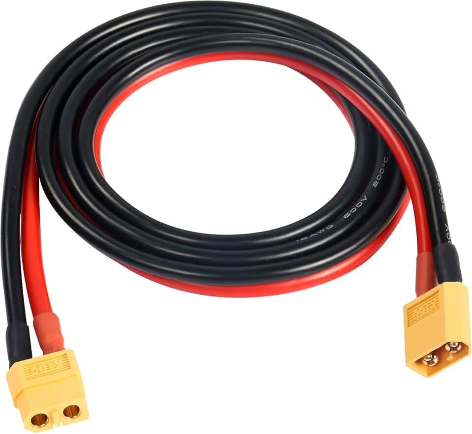XT60 Male to XT60 Female Connector with 1M 12AWG Silicon Wire Extension Cable for RC Lipo Battery FPV Drone