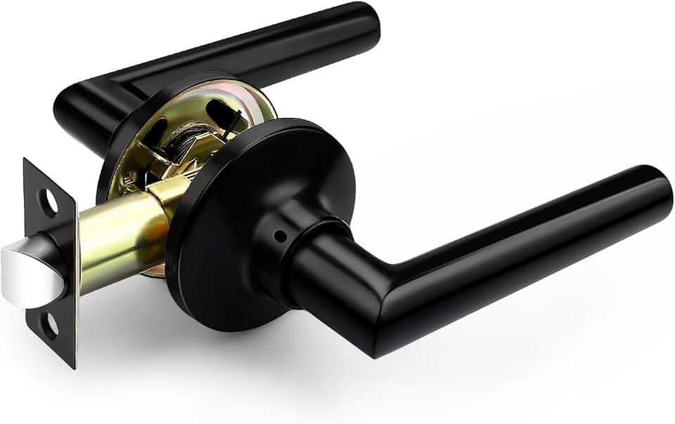 GOBEKOR 3 Pack Matte Black Door Handles Interior,Heavy Duty Passage Door Handles Interior Door Levers for Hallway and Closet, Modern Sleek Round Door Locks
