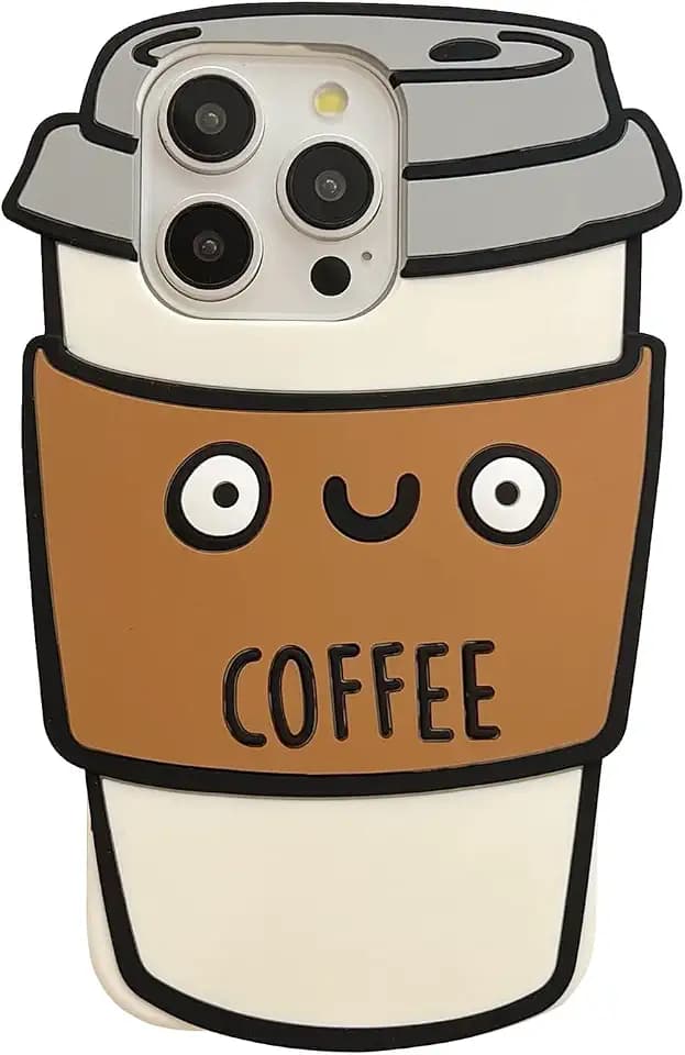 Soft Silicone Case Compatible with iPhone 18 Pro Max/17 Pro Max,Cute 3D Cartoon Coffee Funny Kawaii Phone Cases Women Girls Shockproof Cover for iPhone 18 Pro Max/17 Pro Max