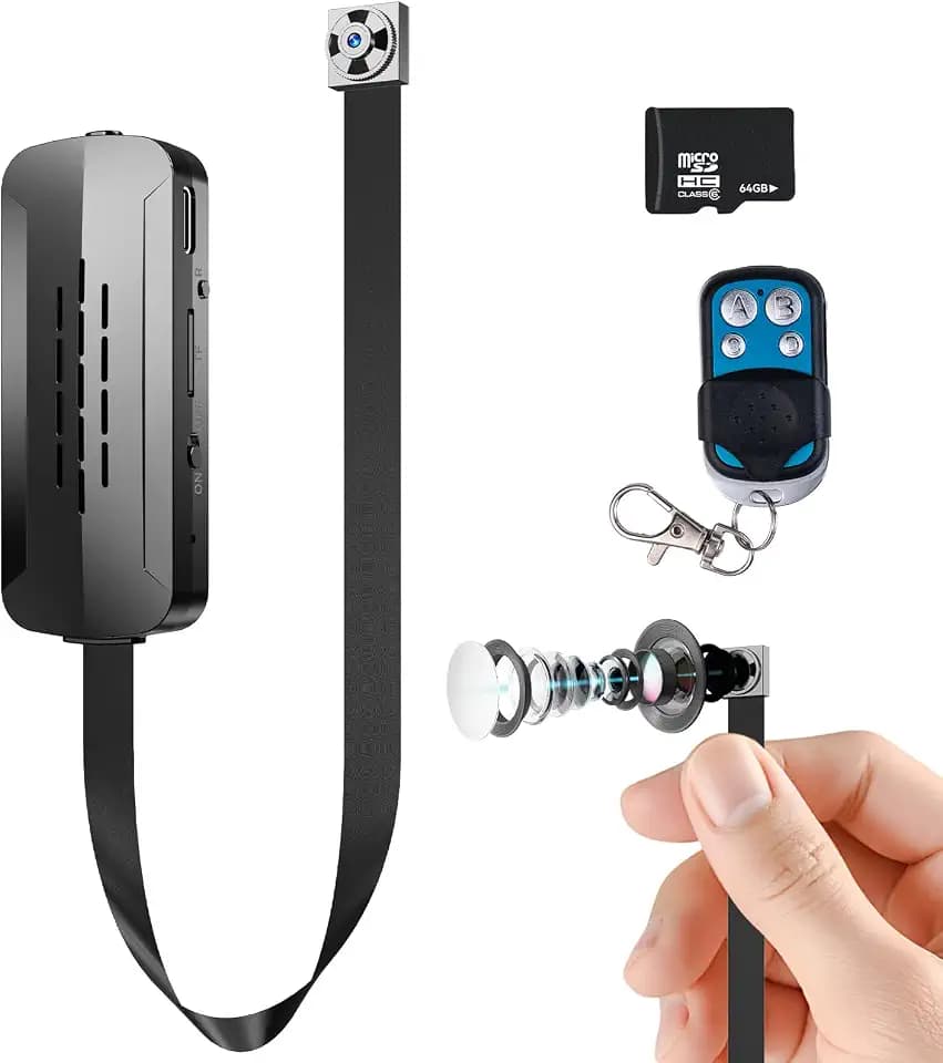 64GB Hidden Camera Mini Camara Espia,4K Mini Spy Cam,Small Nanny Cam,Remote-Controlled Portable Security Camera for Home Indoor Camera