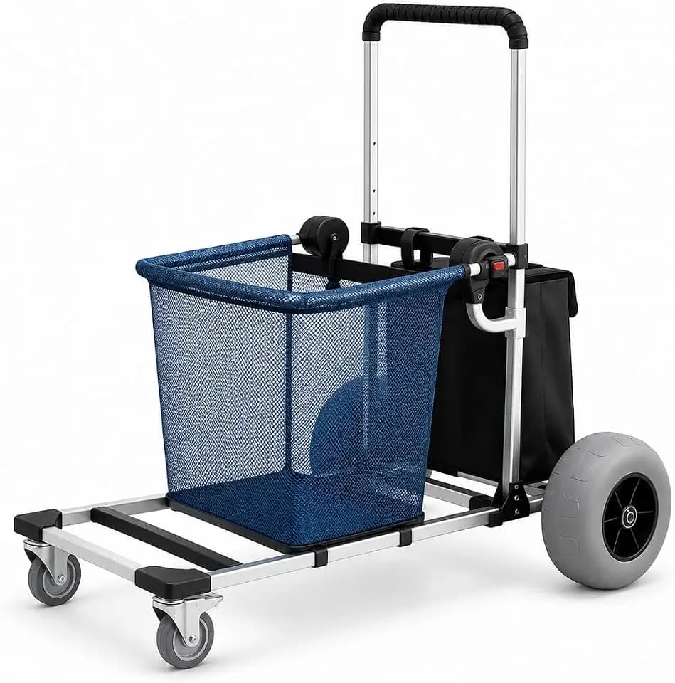 PYY Beach Cart for Sand with 12" Big Balloon Wheels Flodable Aluminum Wagon