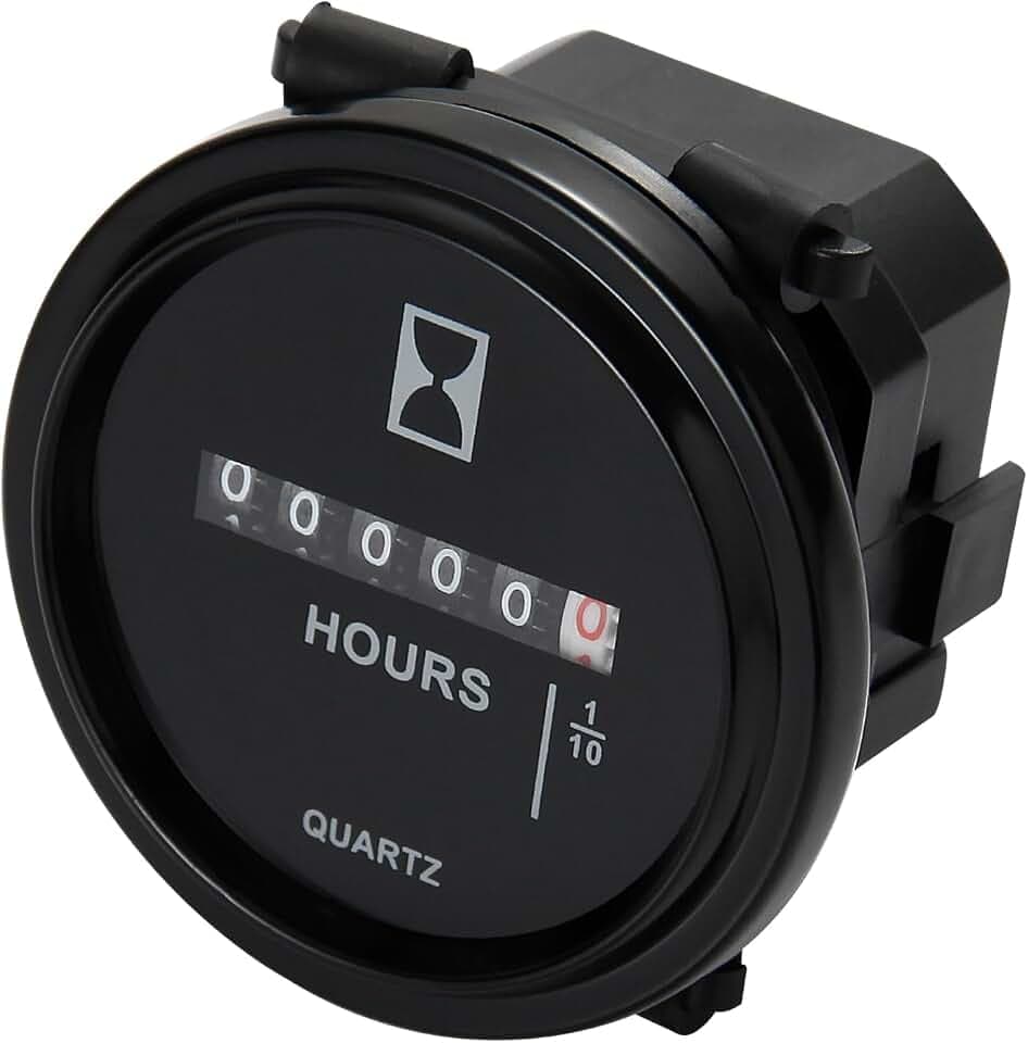 Jayron DC 6V bis 80V runder Quarz Betriebsstundenzähler Snap-In-Installation Mechanischer Timer für Rasentraktor Baumstumpffräse Generator Gabelstapler ATV Schneemobil Dirtbike Segelboot