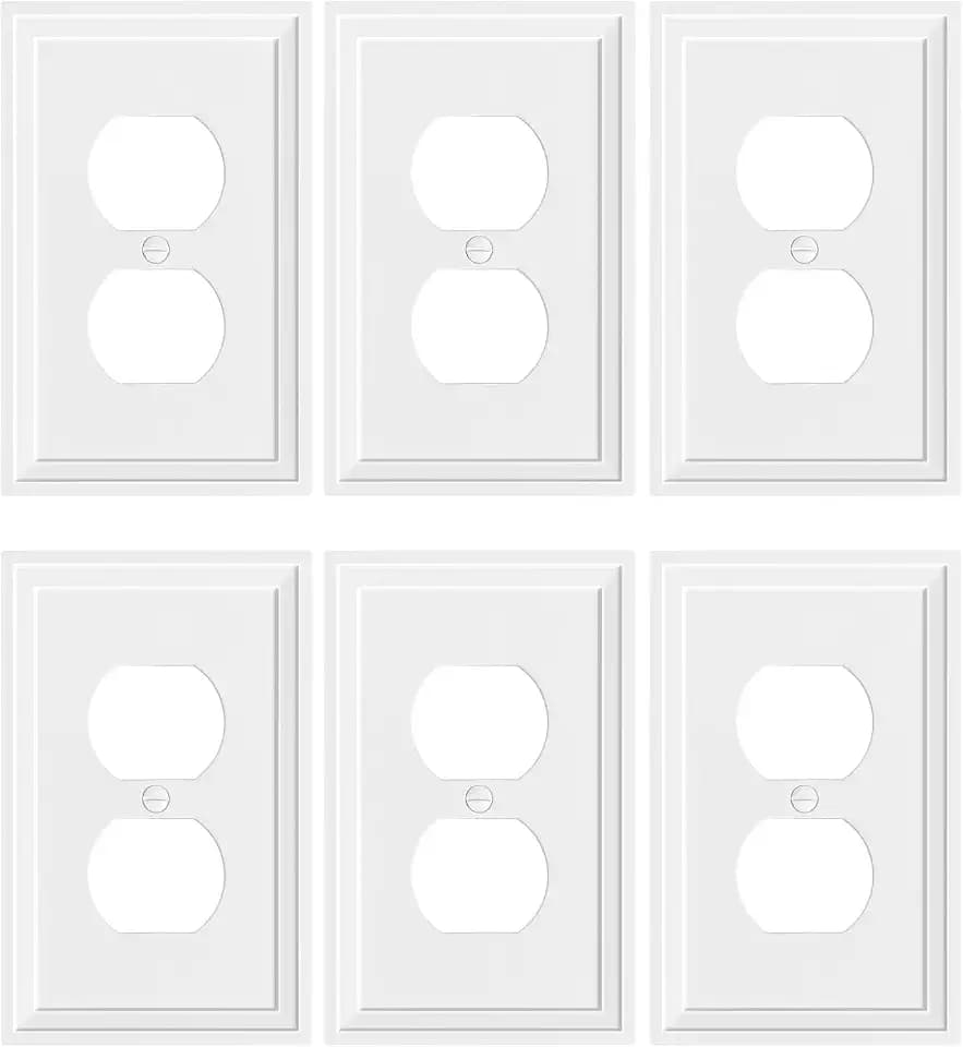 6-Pack Natural Bamboo Fiber Duplex Outlet Cover, Durable Switch Plate