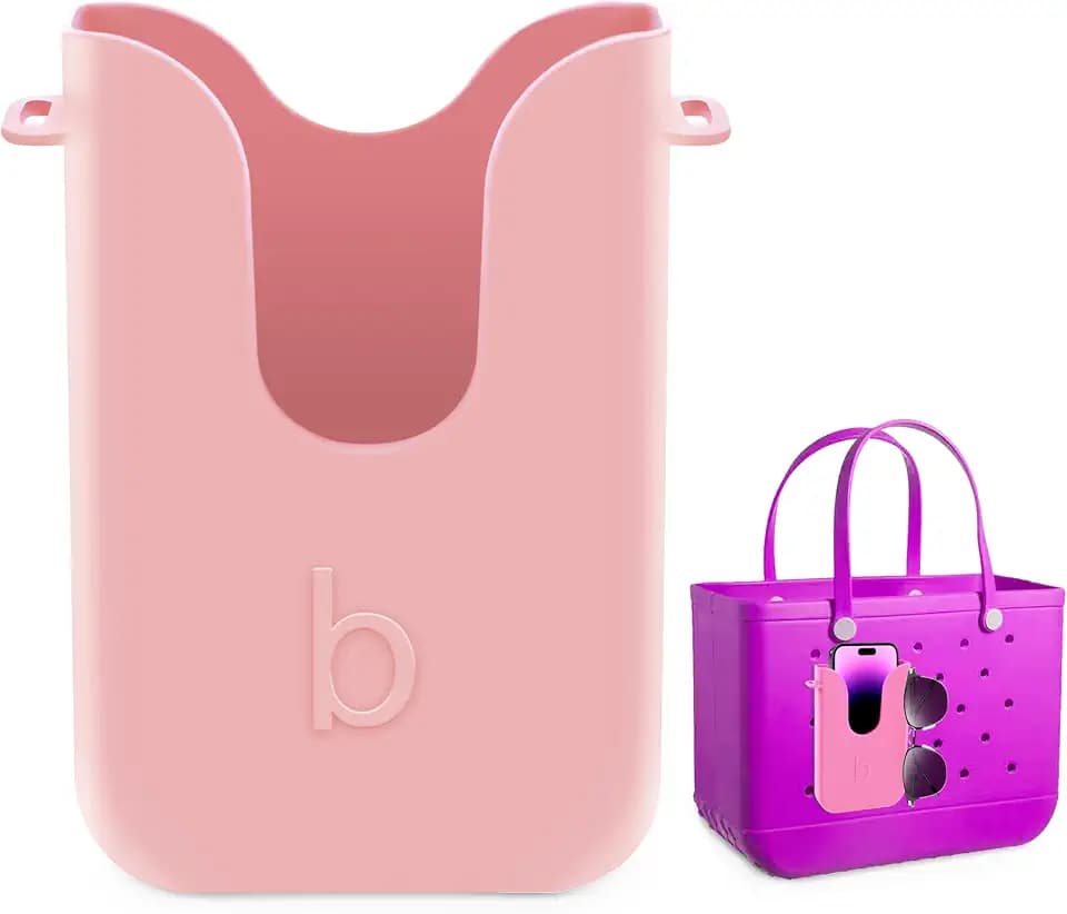 Silicone Phone Holder for Bogg Bags, Compatible Phone Case Attachment, Beach Tote Bag Accessory – Ideal Holder for Bogg & Similar Beach Bags (Blowing Pink)