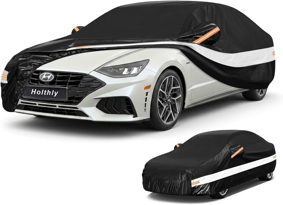 10 Layers Car Cover Custom Fit for Hyundai Sonata (2004-2026), Waterproof All Weather for Automobiles, Outdoor Full Cover Sun Dust Rain Protection with Cotton. Black