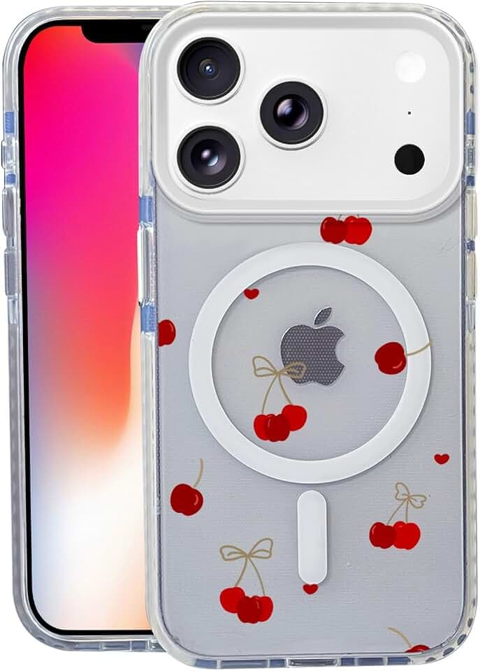 Cute Cherry for iPhone 18 Pro Max/17 Pro Max Case, Clear, MagSafe