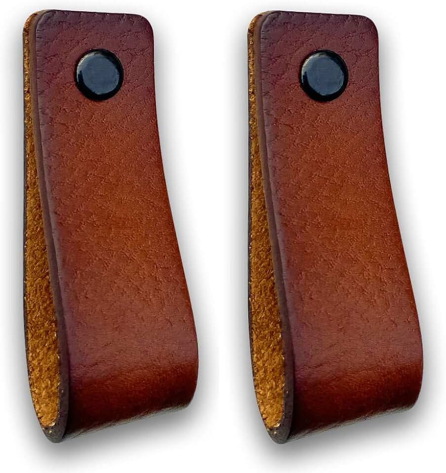 Brute Strength – Ledergriffe für Möbel – 16,5 x 2,5 cm – Cognac – 2 Stück