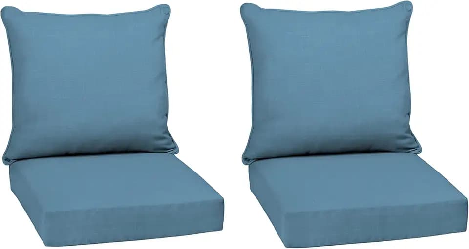 Arden Outdoor Deep Seat Cushion Set, 2-Pack, 24x24, French Blue