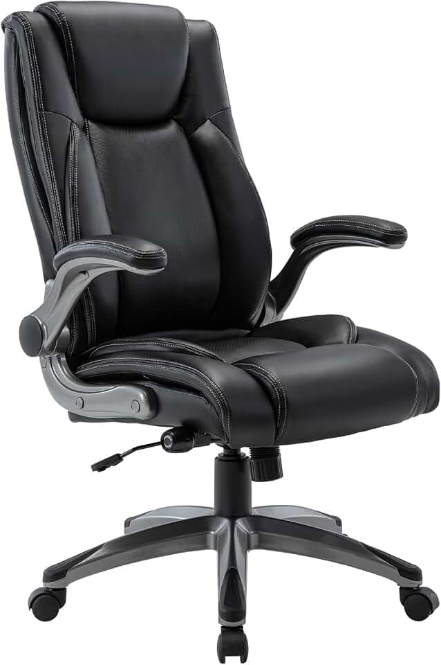COLAMY Bürostuhl Ergonomisch, Chefsessel mit Hoher Rückenlehne, Ergonomischer 360° Drehstuhl für Büro, Schreibtischstuhl Lederstuhl mit Verstellbarer Neigungsverschluss, Schwarz