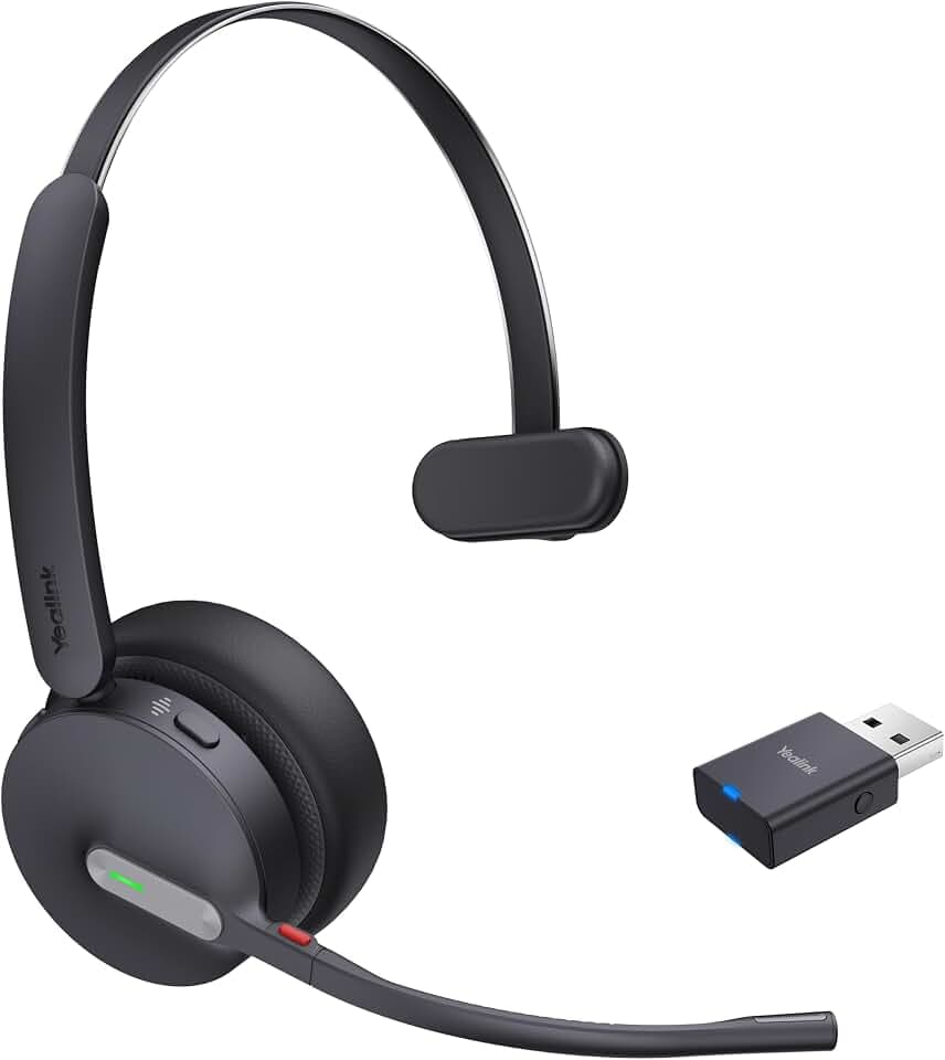 Yealink WH64 Hybrid Mono UC Headset inkl. Dongle - Hybrid-Technologie, Universelle Kompatibilität, EIN-Ohr-Design, Rauschunterdrückung, USB