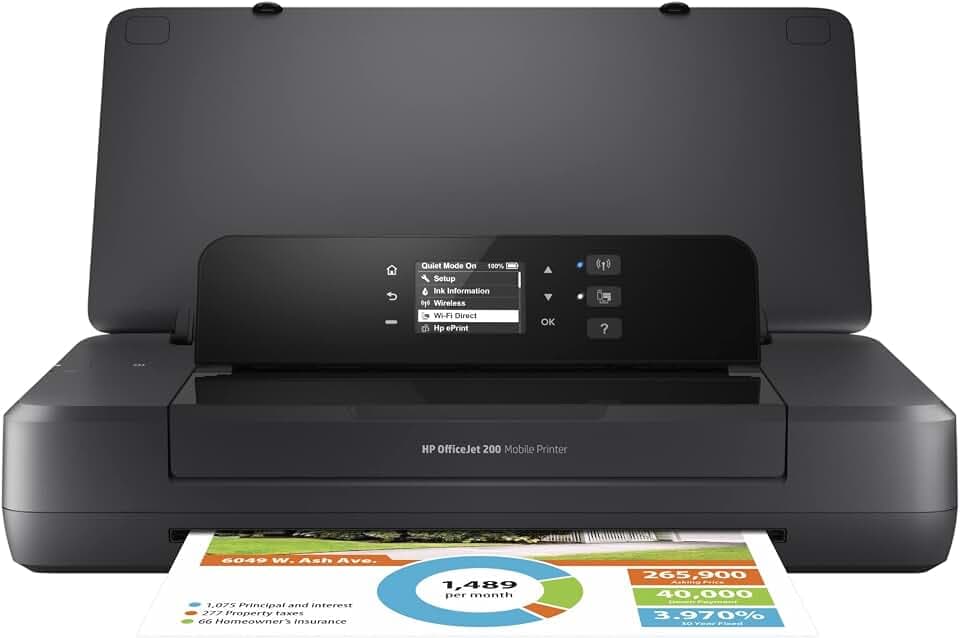 HP OfficeJet 200 Mobiler Tintenstrahldrucker (A4, Drucker, WLAN, ePrint, Airprint, USB, 4800 x 1200 DPI) schwarz