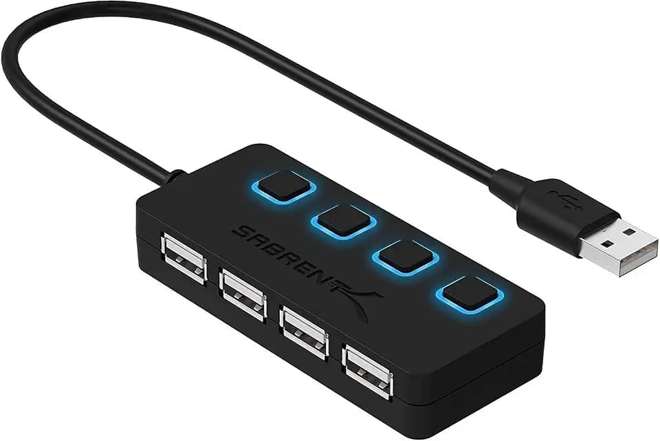 SABRENT 4-Port USB 2.0 Data Hub, LED Power Switches (HB-UMLS)