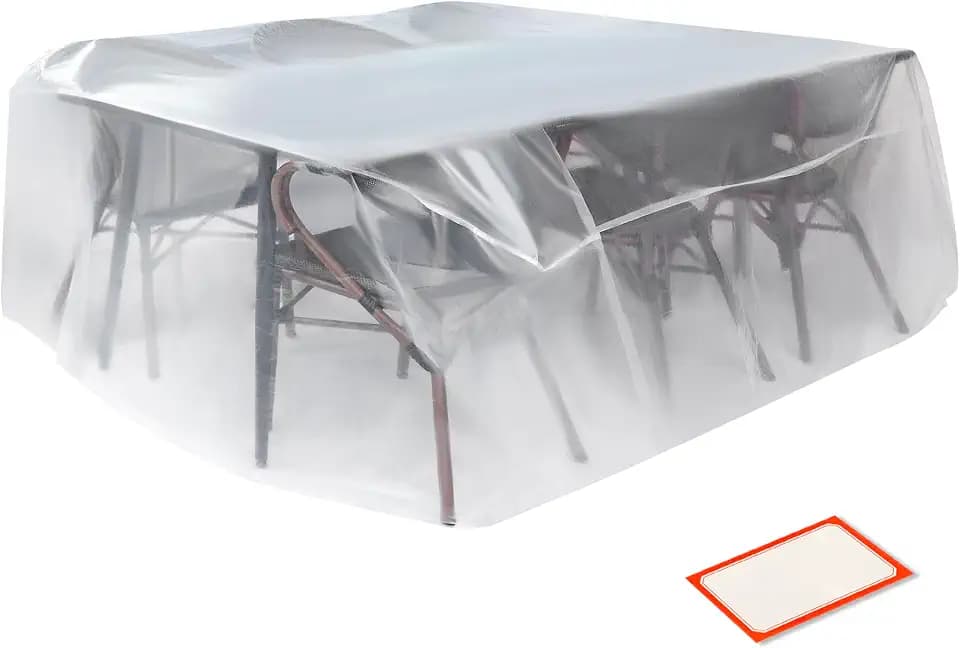 Storage Standard Patio Table and Chair Cover for Outdoor Furniture - Rectangular Outdoor Patio Furniture Covers Waterproof, Reusable Heavy-Duty Plastic Table Cover Protector, 111" x 74" x 28"