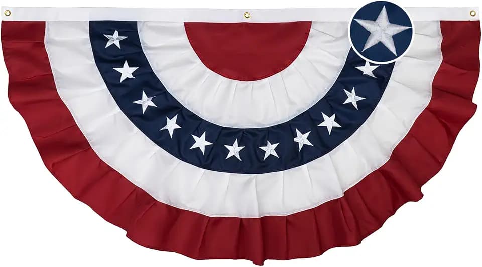 Homissor Bunting Flags Outdoor 3x6 Ft Small Wrinkles American Flag Buntings for Outside Embroidered Stars for 250 Year Anniversary Patriotic, Memorial Day, 4th of July Decoration